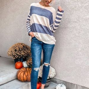 Blue & Cream Striped Sweater